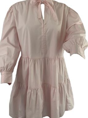 Women’s Pink Tie-Neck Tiered Dress